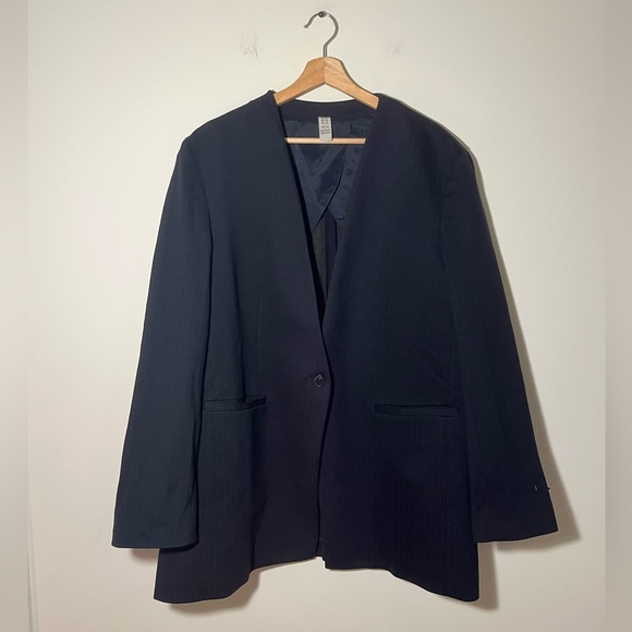 SPANX THE PERFECT OVERSIZED BLAZER IN PINSTRIPE SIZE 1X - Picture 6 of 9